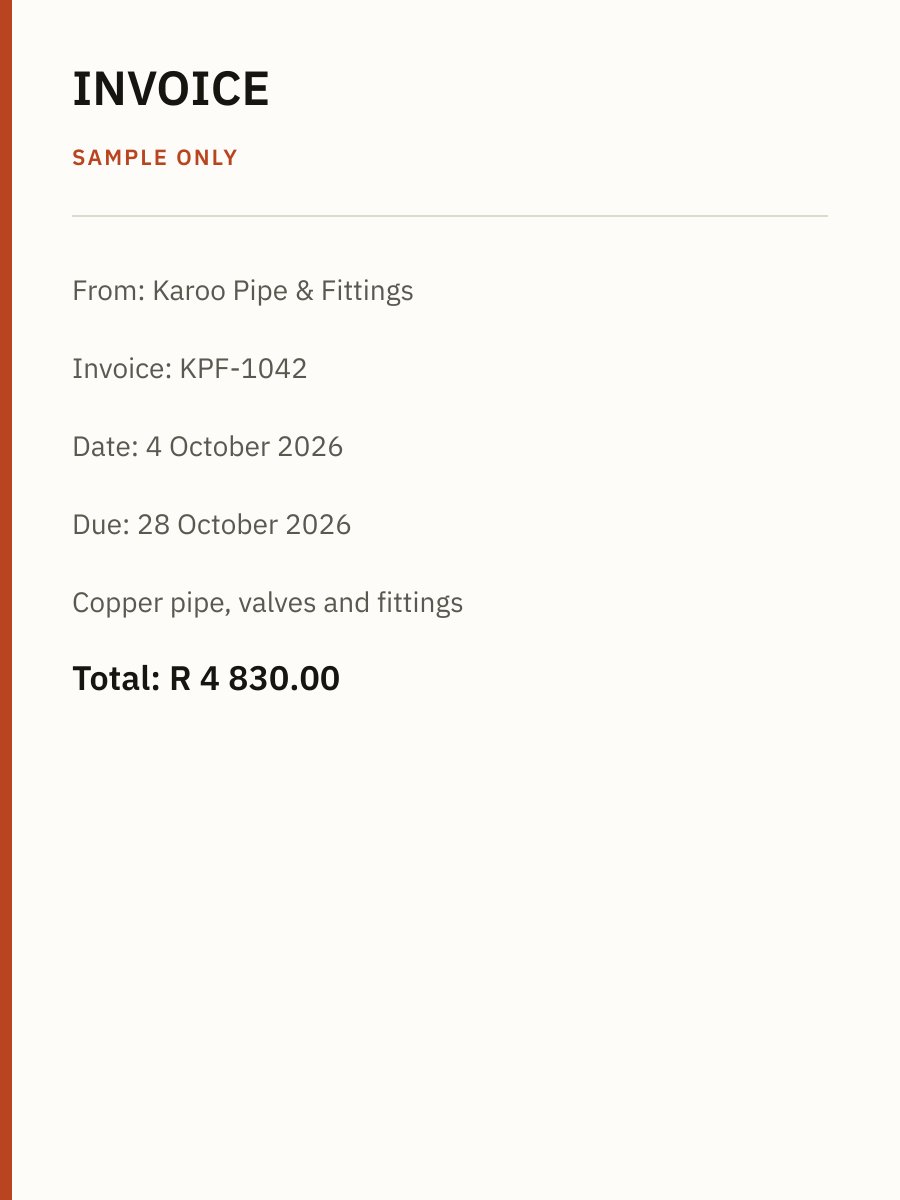 Made-up sample invoice